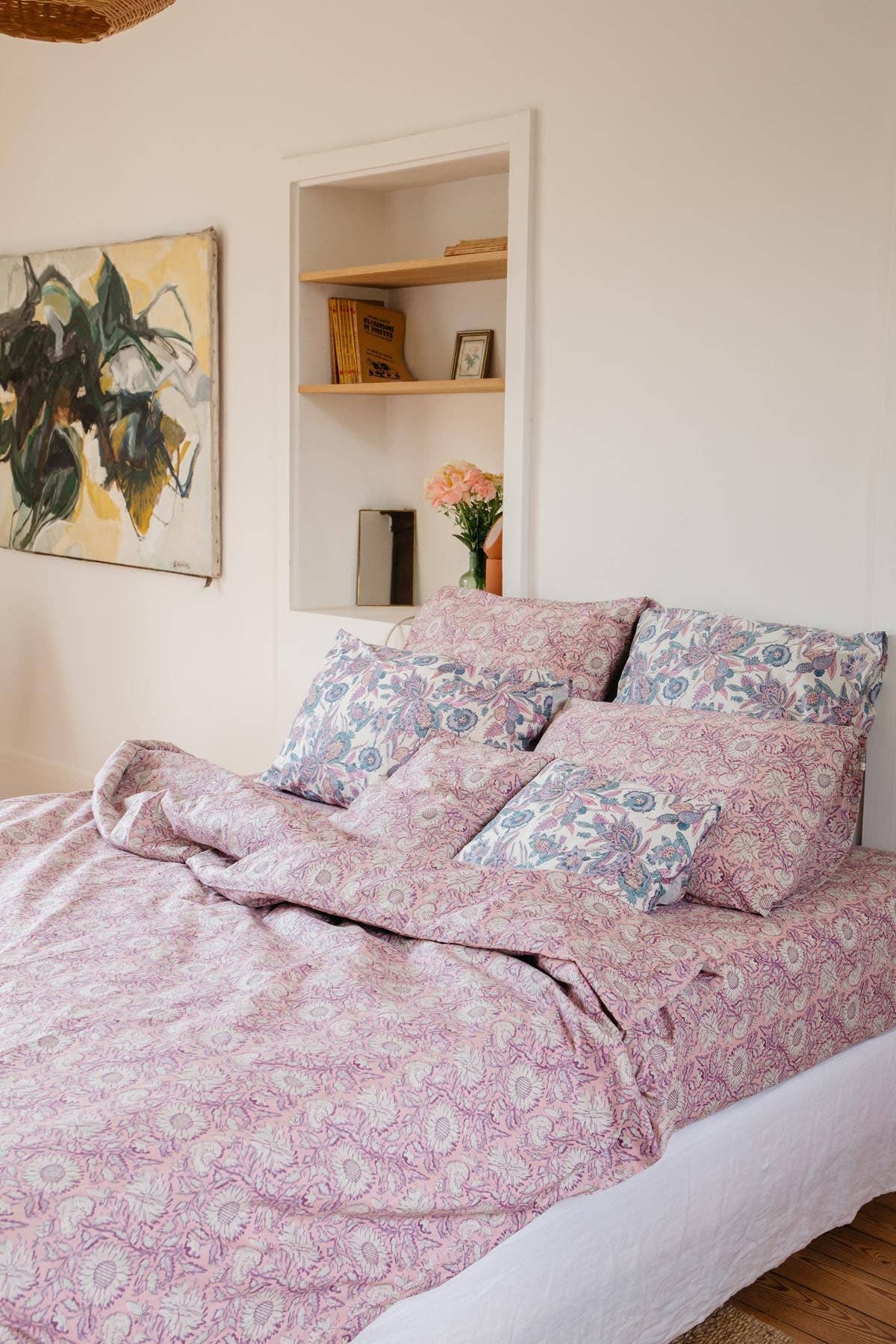 Hoeslaken Pink Daisy Garden - 70x140 cm - Luz and Moon