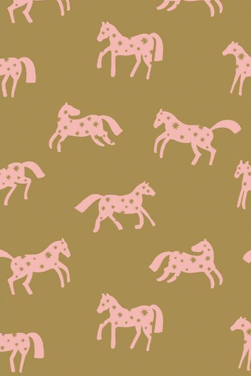 Behang Magic Horses - Kaki