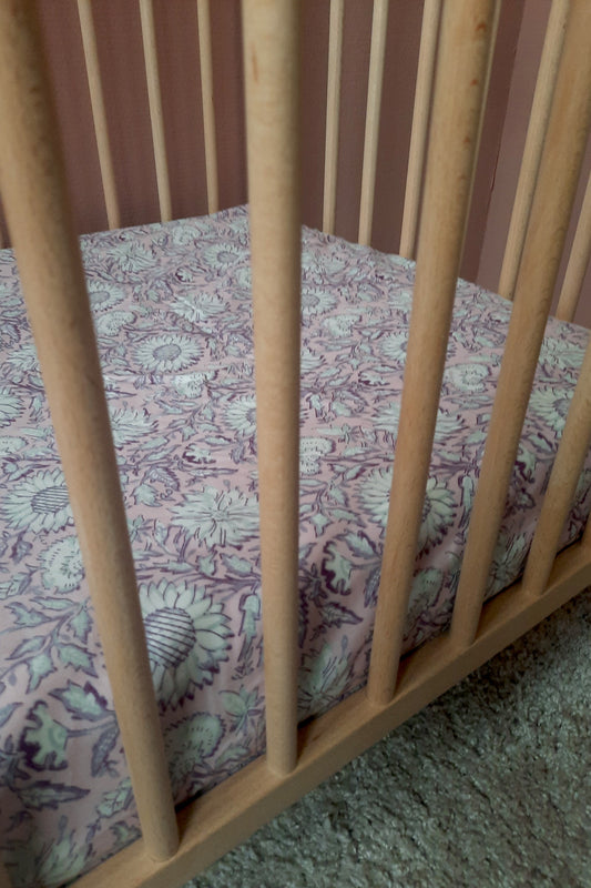 Hoeslaken Pink Daisy Garden - 70x140 cm - Luz and Moon