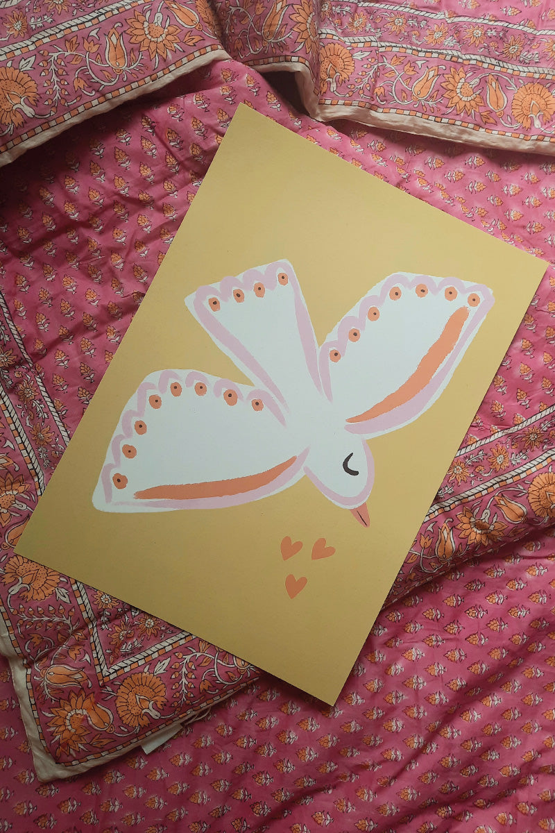 Poster Lovebird yellow (A4-A3) - Luz and Moon