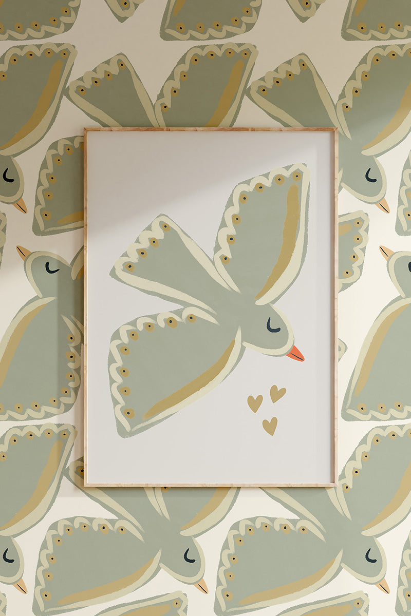 Poster Lovebird ecru (A4-A3) - Luz and Moon