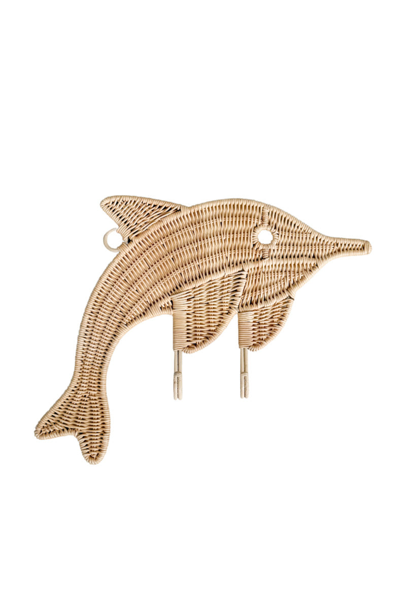 Rotan wandhaak Dolfijn - 2 maten - Luz and Moon