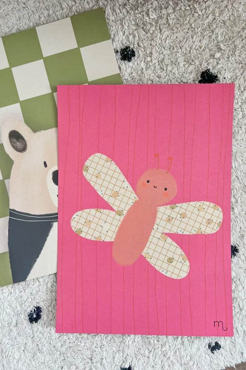 Poster Vlinder pink (A4) - Luz and Moon