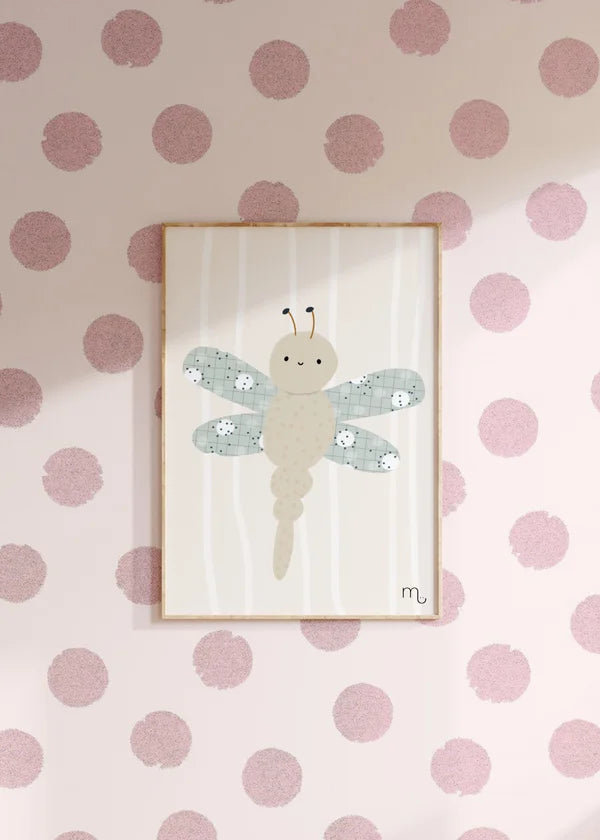 Poster Libelle Blauw (A4) - Luz and Moon