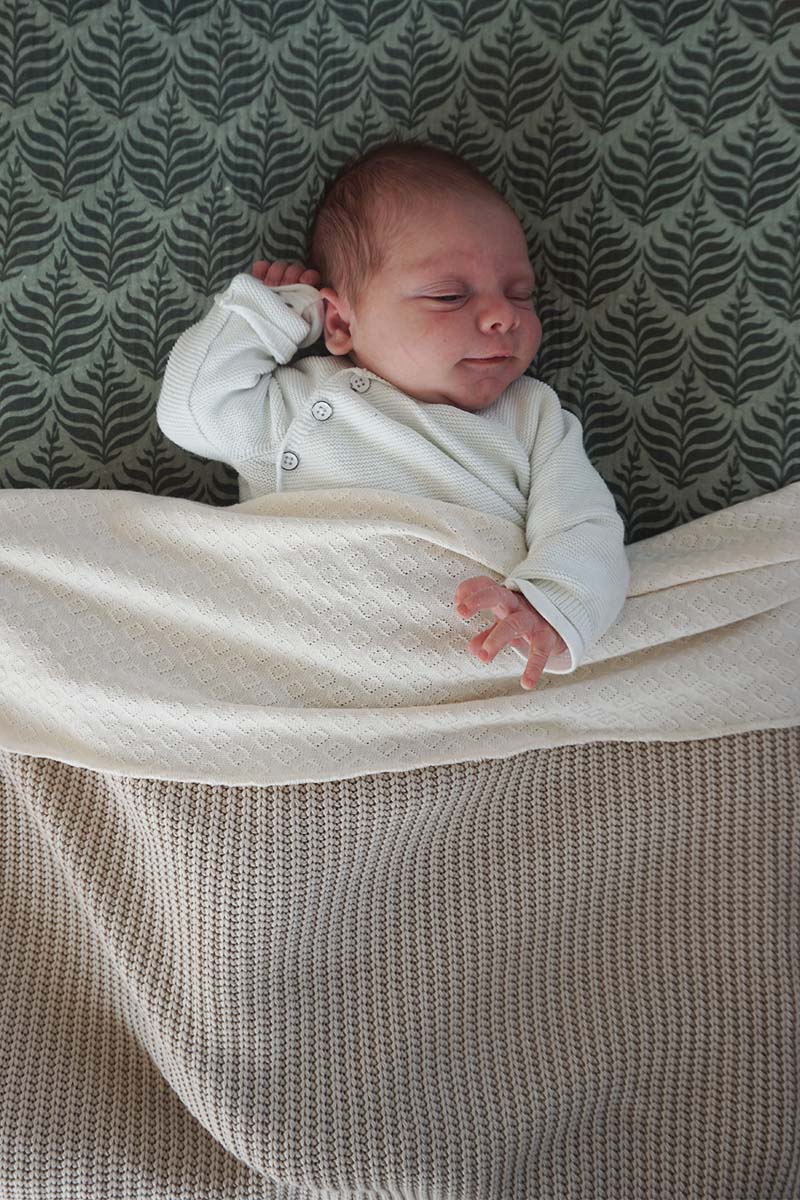 Swaddle deken Pointelle tricot cream - 90x90cm - Luz and Moon