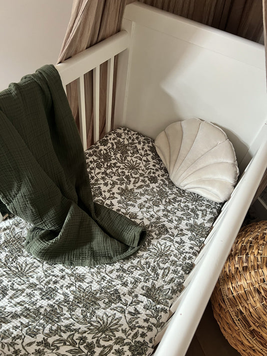 Ledikant hoeslaken Liva forest - mousseline - Luz and Moon