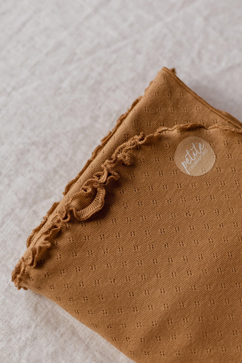 Katoenen Ajour deken - Caramel