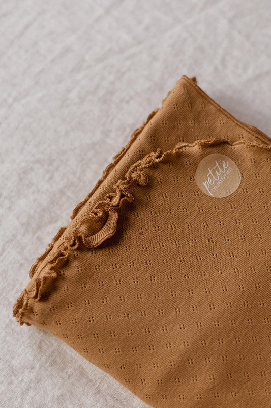 Katoenen Ajour deken - Caramel