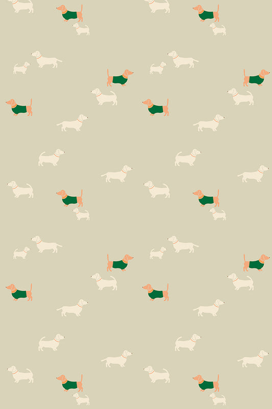 Behang Josje - teckel groen - Luz and Moon