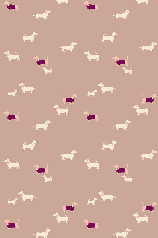 Behang Kiki - teckel roze - Luz and Moon