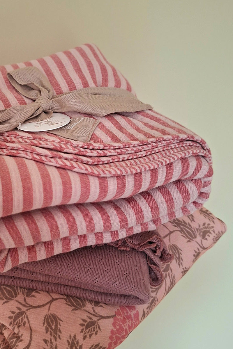 Mousseline Deken streep - Peachy pink