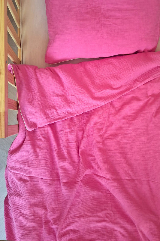 Peuter dekbedovertrek set 120x150cm roze - met gouden bies