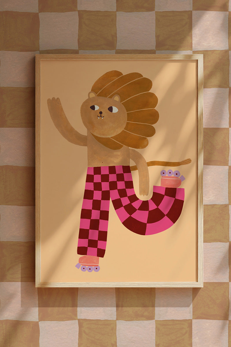 Poster Skating Lion skates - A3