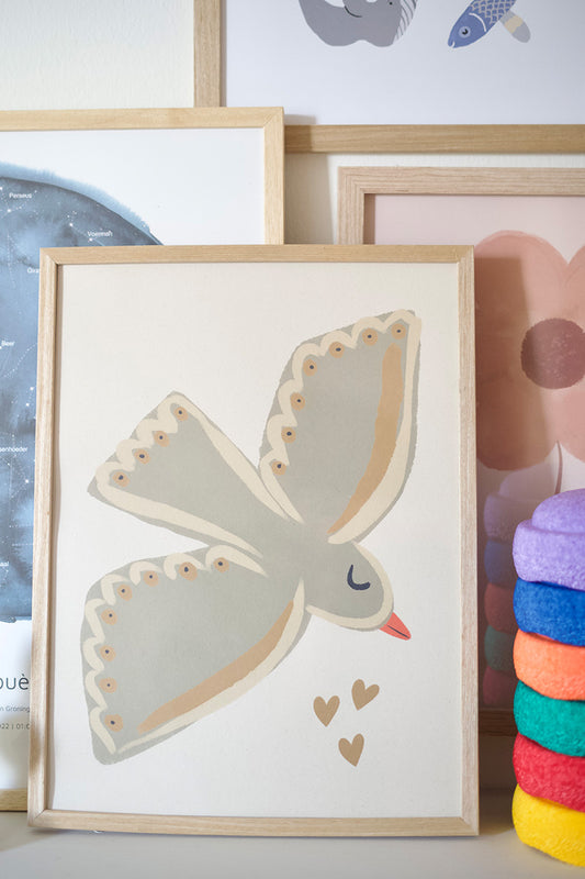 Poster Lovebird ecru (A4-A3) - Luz and Moon