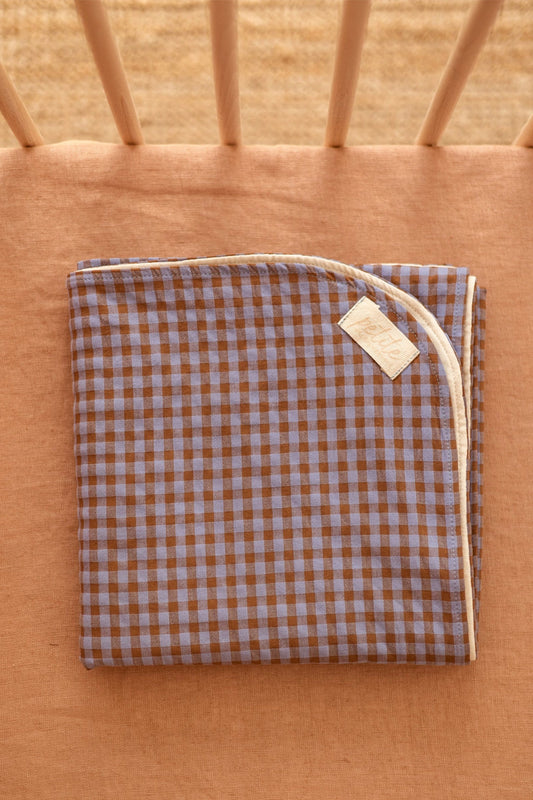 PRE_ORDER - Mousseline deken ruit - blauw