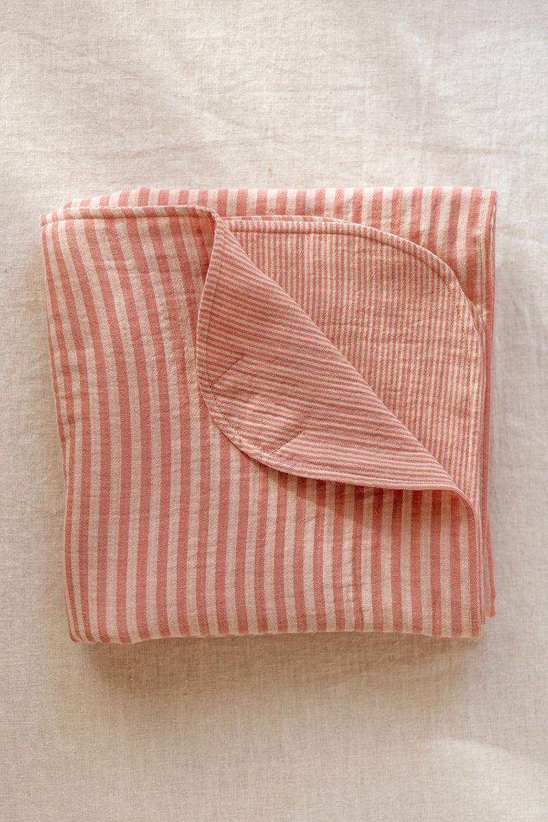 Mousseline Deken streep - Peachy pink