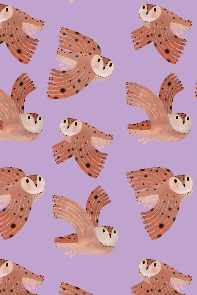 Behang Owl - Lilac