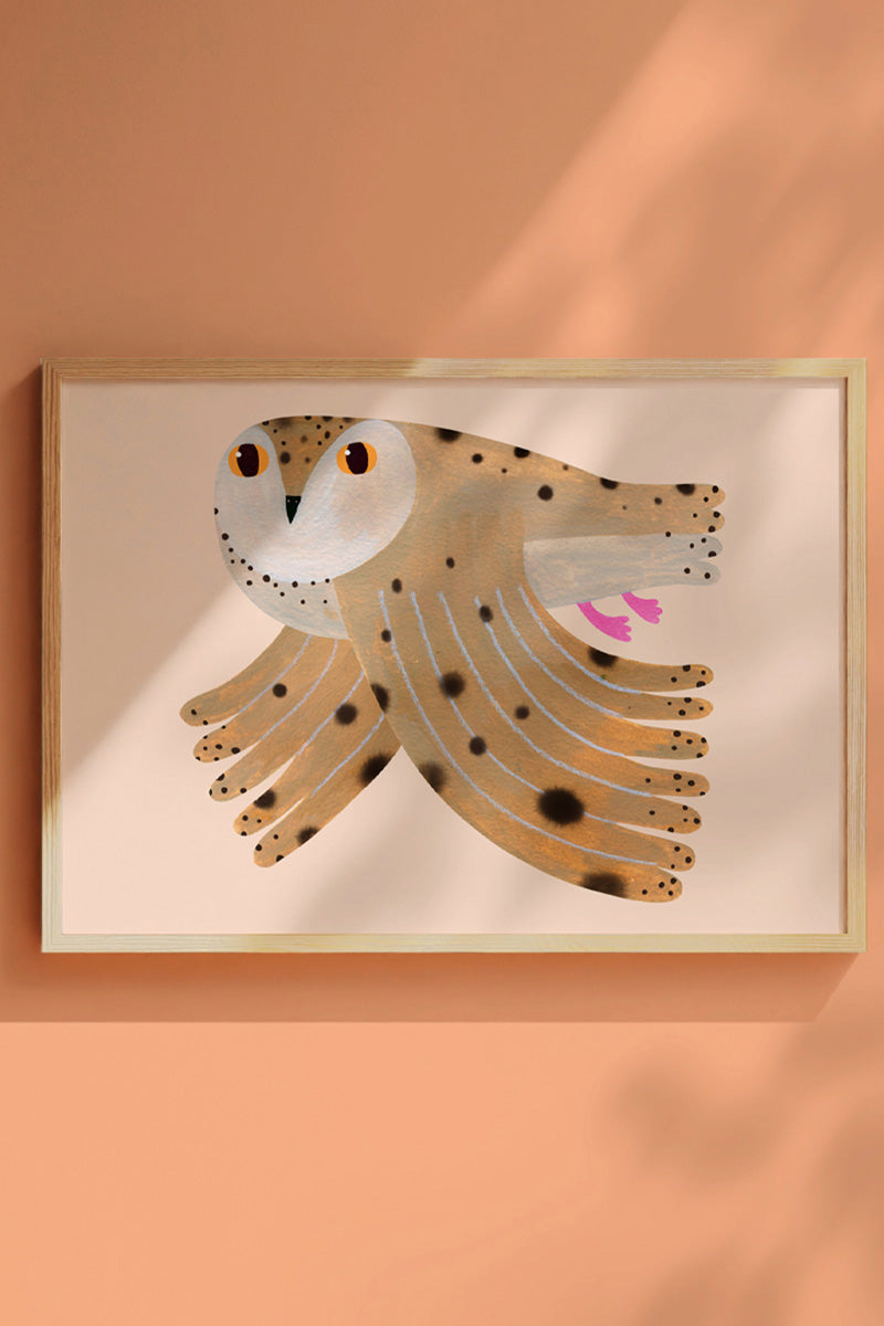 Poster Owl pink - A3