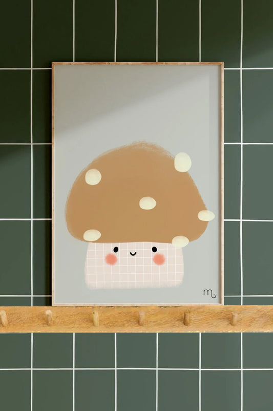 Poster Paddestoel Blauw (A4 - A3) - Luz and Moon