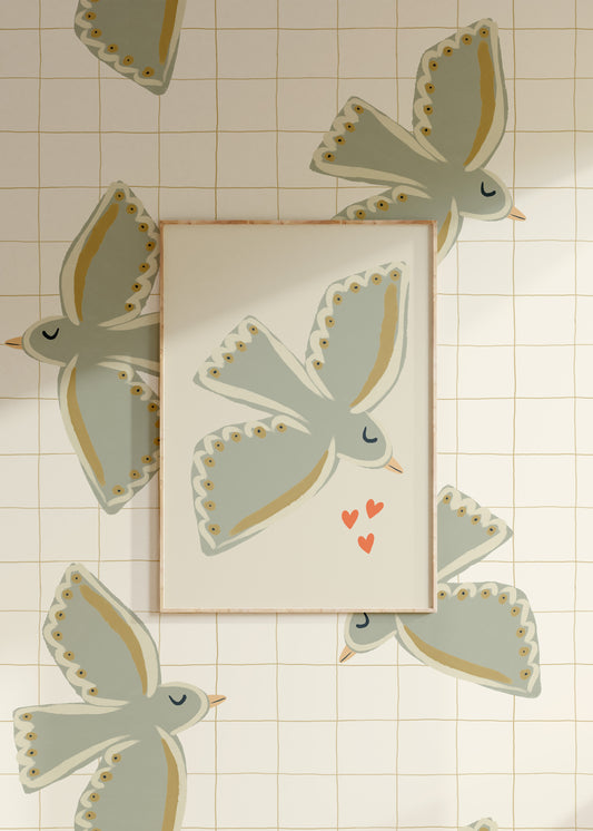 Poster Lovebird ecru (A4-A3) - Luz and Moon