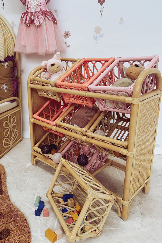 Rotan opbergmeubel Renee - roze - Luz and Moon