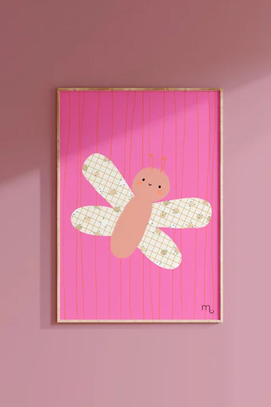 Poster Vlinder pink (A4) - Luz and Moon