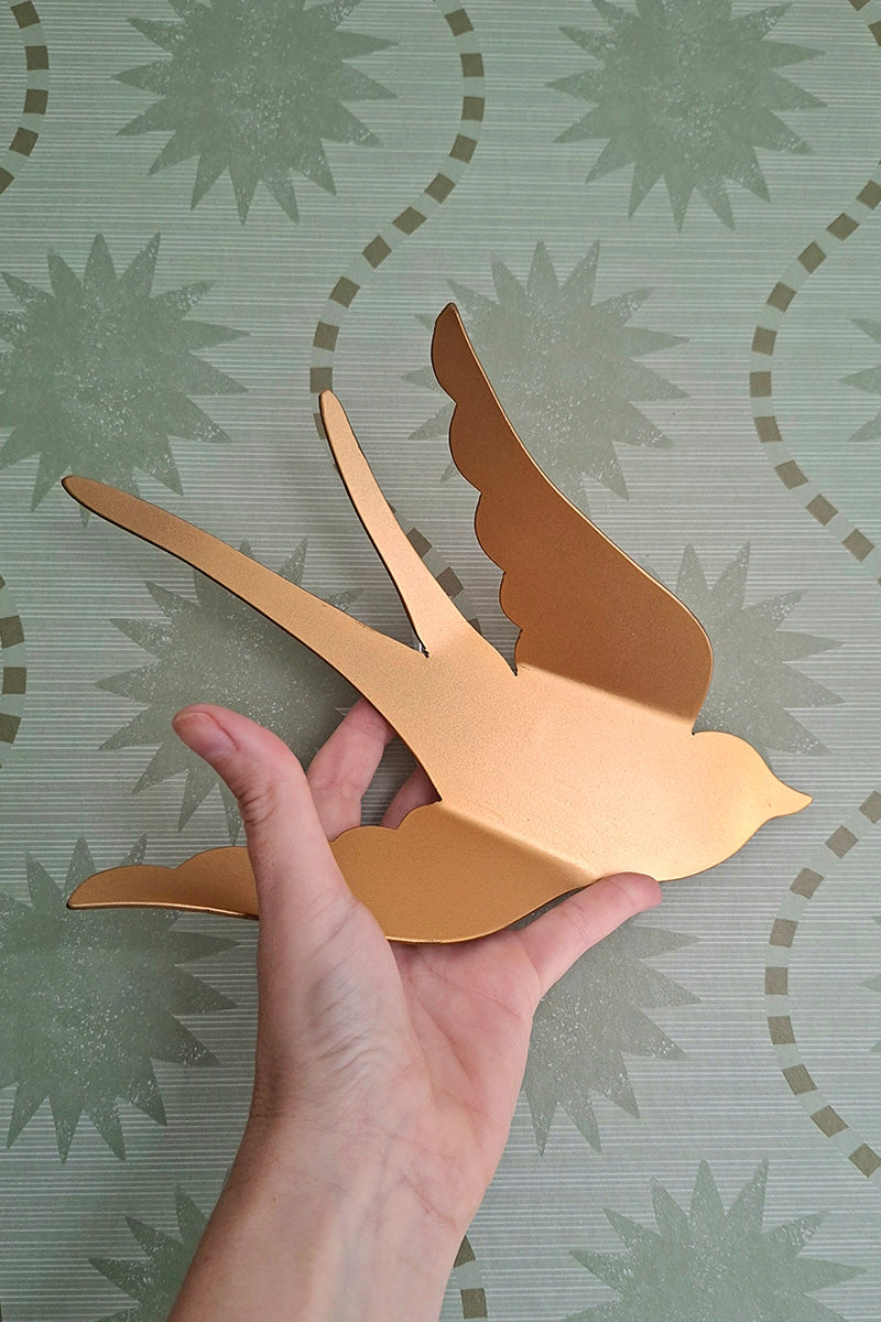 Set van 2 wand vogels - goud