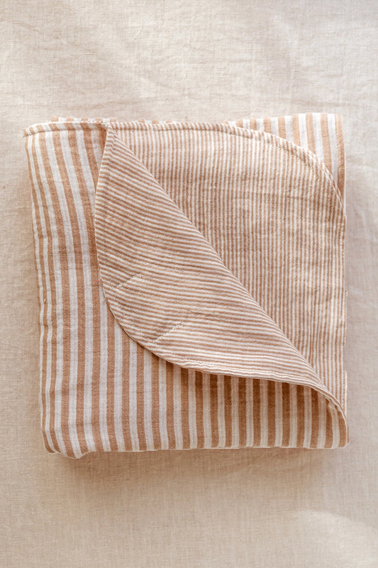 Mousseline deken streep - caramel