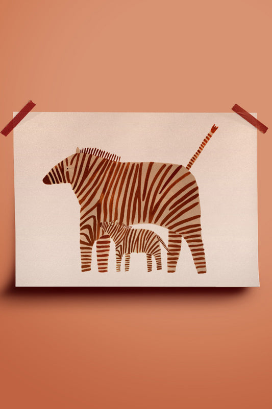 Poster Zebra Family - A3 - Luz and Moon
