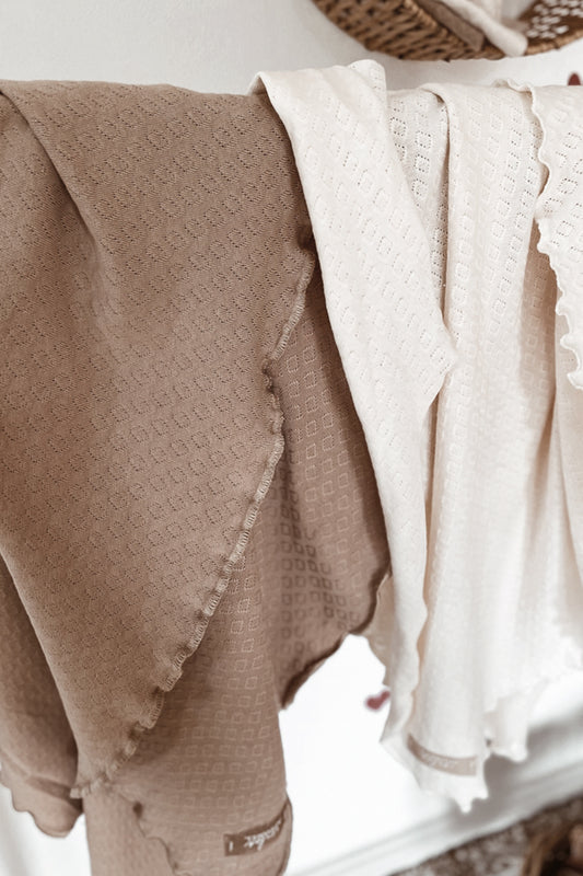 Swaddle deken Pointelle tricot cream - 90x90cm - Luz and Moon
