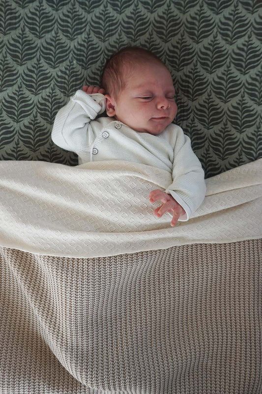 Swaddle deken Pointelle tricot cream - 90x90cm - Luz and Moon