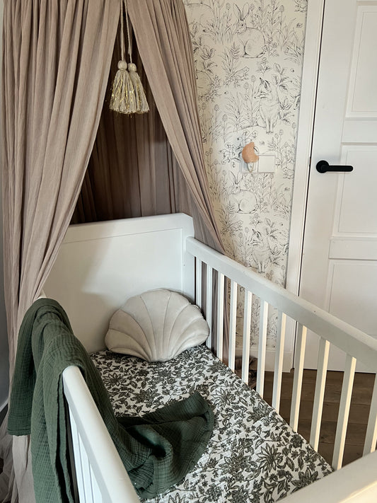 Ledikant hoeslaken Liva forest - mousseline - Luz and Moon