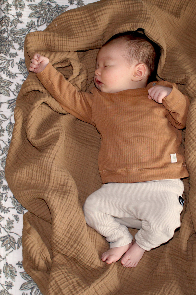 NIEUW - XL Swaddle Uni caramel - 120x120cm - Luz and Moon