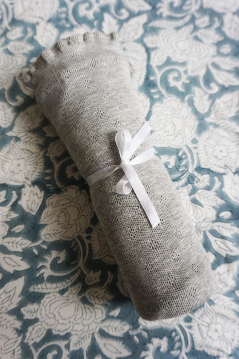 Swaddle babydeken Pointelle tricot Grey melange - 70x75cm - Luz and Moon